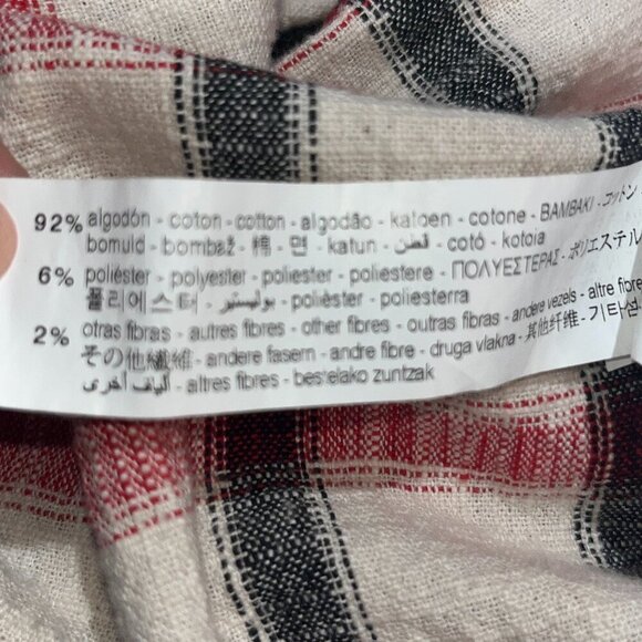 ZARA Plaid Oversized Italian Fabric Shacket Shirt Jacket - Cream Red & Black  XS - Picture 12 of 15